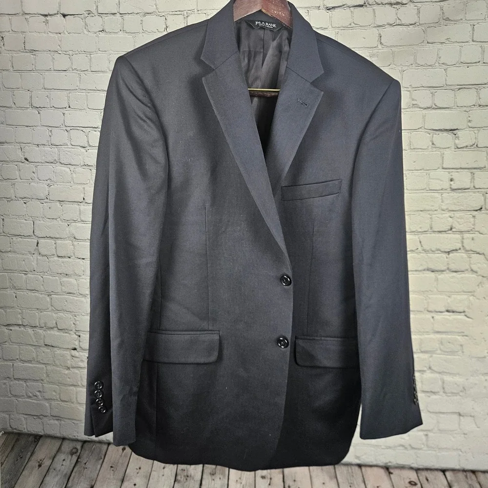 Jos A Bank Signature Collection Navy Blue 100% Wool Blazer Sport Coat 42 RG